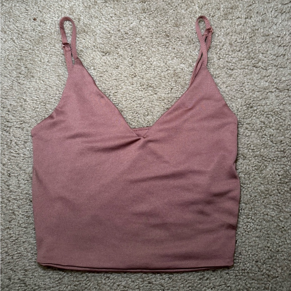 Amisu Brown Sleeveless Crop Tank Top